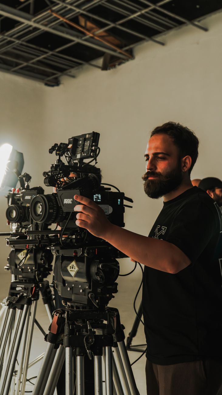 Camera crew setting up dynamic slider shot
